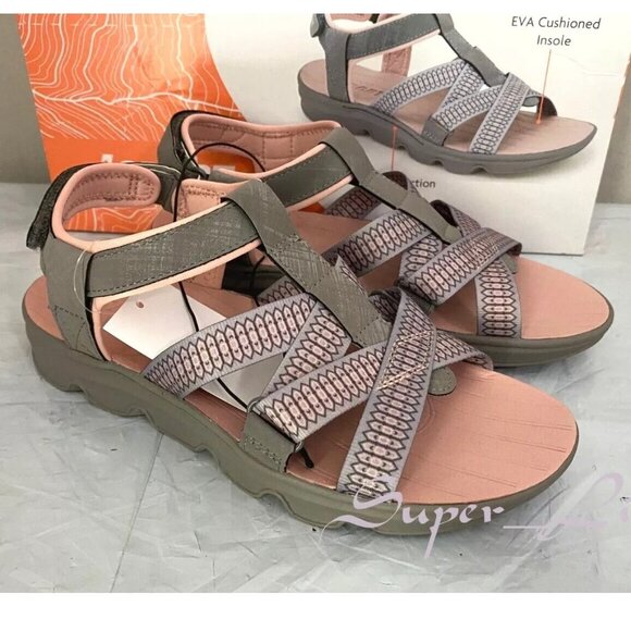 JSport by Jambu Gray and Pink Sandals - Picture 2 of 9